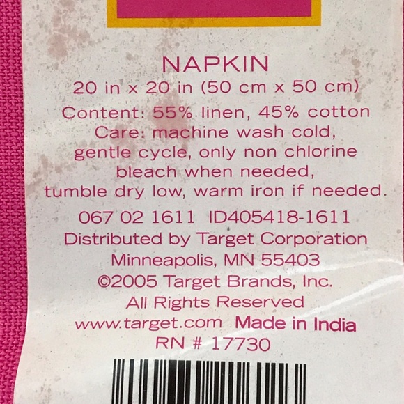 ISAAC MIZRAHI Cotton Linens Napkins Pink and White 20” X 20” Set of 8 NWT - Picture 8 of 10